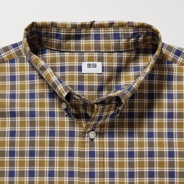 Yellow Men Uniqlo Extra Fine Cotton Broadcloth Checked Long-Sleeve Shirts | 4587-JDMBF