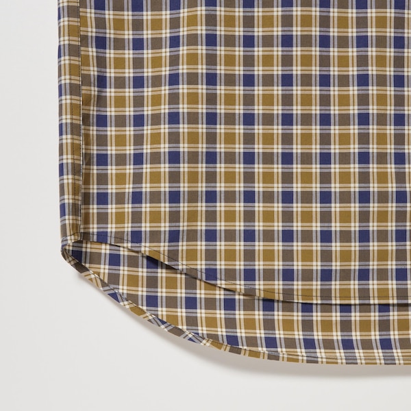 Yellow Men Uniqlo Extra Fine Cotton Broadcloth Checked Long-Sleeve Shirts | 4587-JDMBF