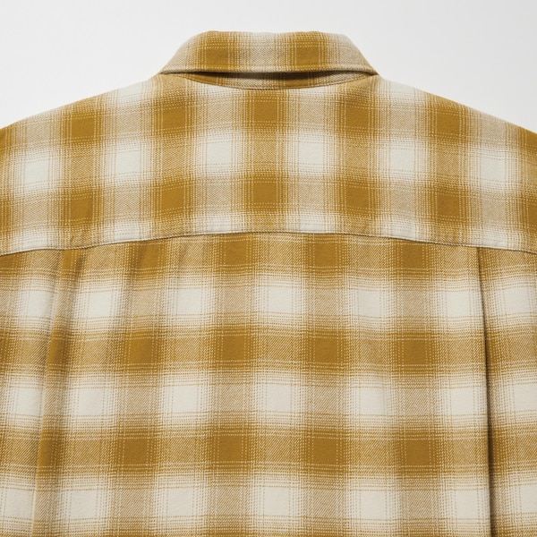 Yellow Men Uniqlo Flannel Checked Long-Sleeve Shirts | 4153-IVLEO