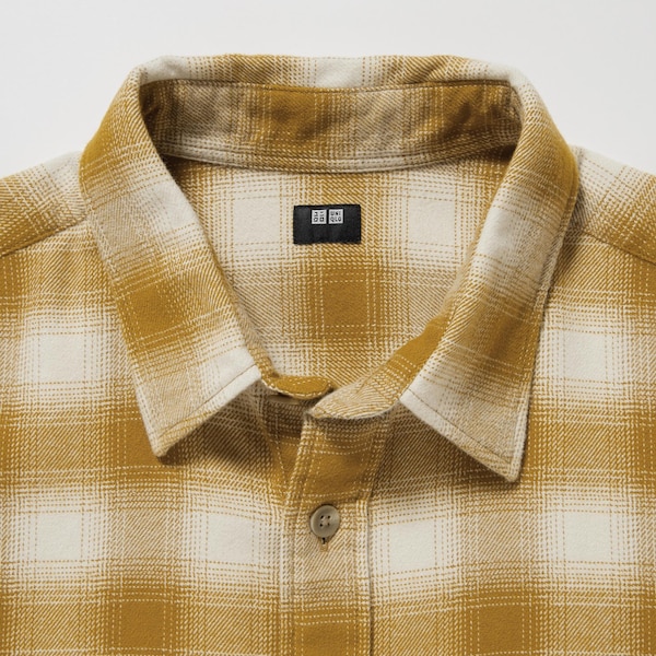 Yellow Men Uniqlo Flannel Checked Long-Sleeve Shirts | 4153-IVLEO