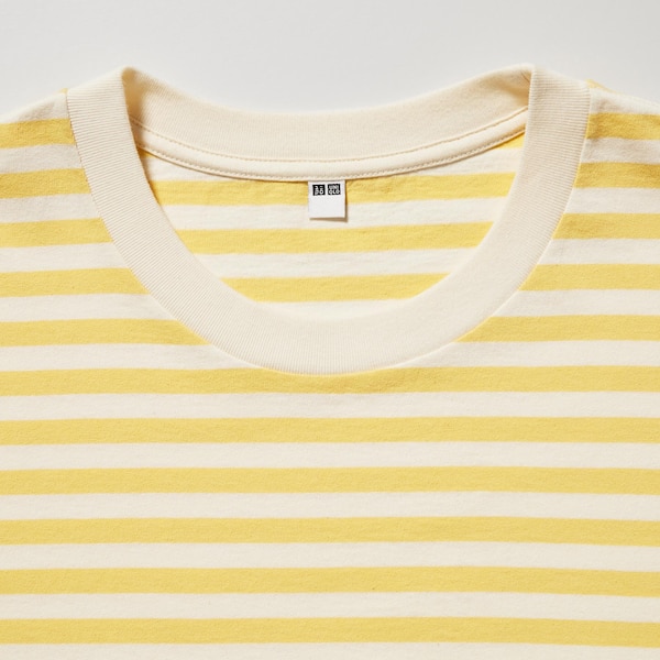 Yellow Men Uniqlo Oversized Striped Half-Sleeve T Shirts | 7504-INPHL