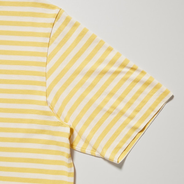 Yellow Men Uniqlo Oversized Striped Half-Sleeve T Shirts | 7504-INPHL