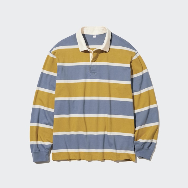 Yellow Men Uniqlo Rugger Long-Sleeve Polo Shirt | 7584-OHFZU