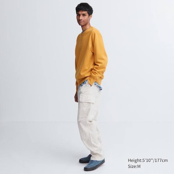 Yellow Men Uniqlo Side-Stripe Sweatshirts | 6257-QLJCU