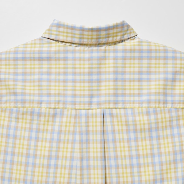 Yellow Women Uniqlo Cotton Checked Short-Sleeve Shirts | 9851-ZPAXN