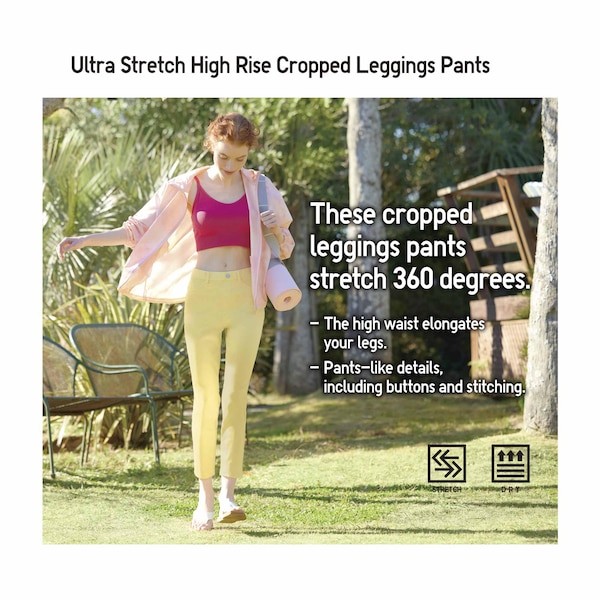 Yellow Women Uniqlo Ultra Stretch High-Rise Cropped Leggings Pants | 1578-IRKUV